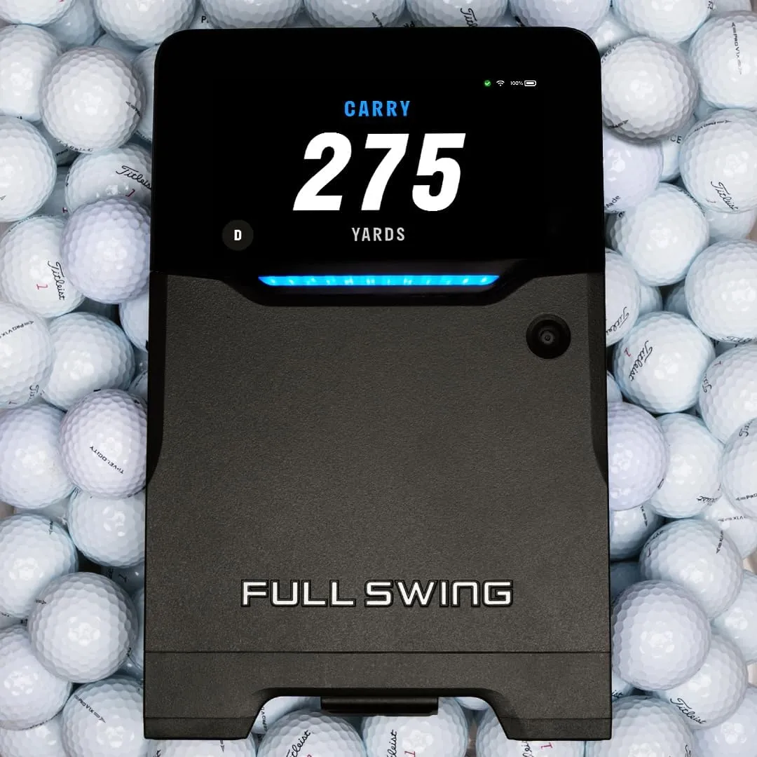 Full Swing KIT Golf Launch Monitor with 16 Data Points Powered by 5D Ai Machine Learning with Course GPS Overview for Real Time Ball Flight Including Carry Distance, Spin, Ball/Club Speed and More!