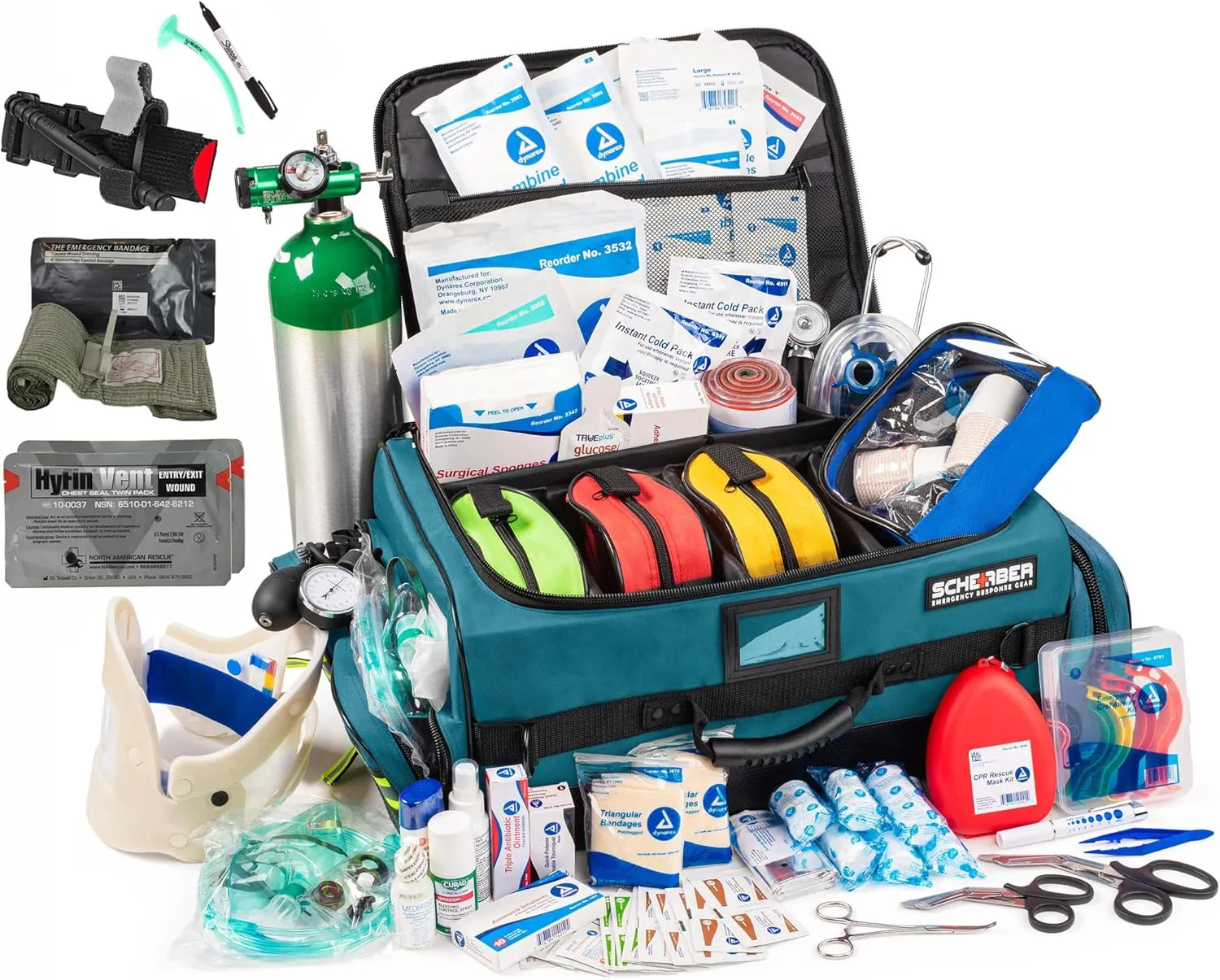 Fully-Stocked Premium First Responder Bag, HSA/FSA Approved, Large Pro EMT/EMS Trauma, Bleeding & Oxygen Medical Kit, CAT Tourniquet, HyFin Chest Seal & 250  First Aid Supplies