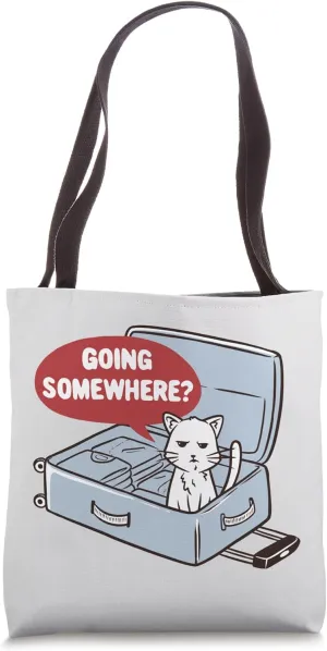 Funny Cat In A Travel Bag Going Somewhere Traveler Kitten Tote Bag