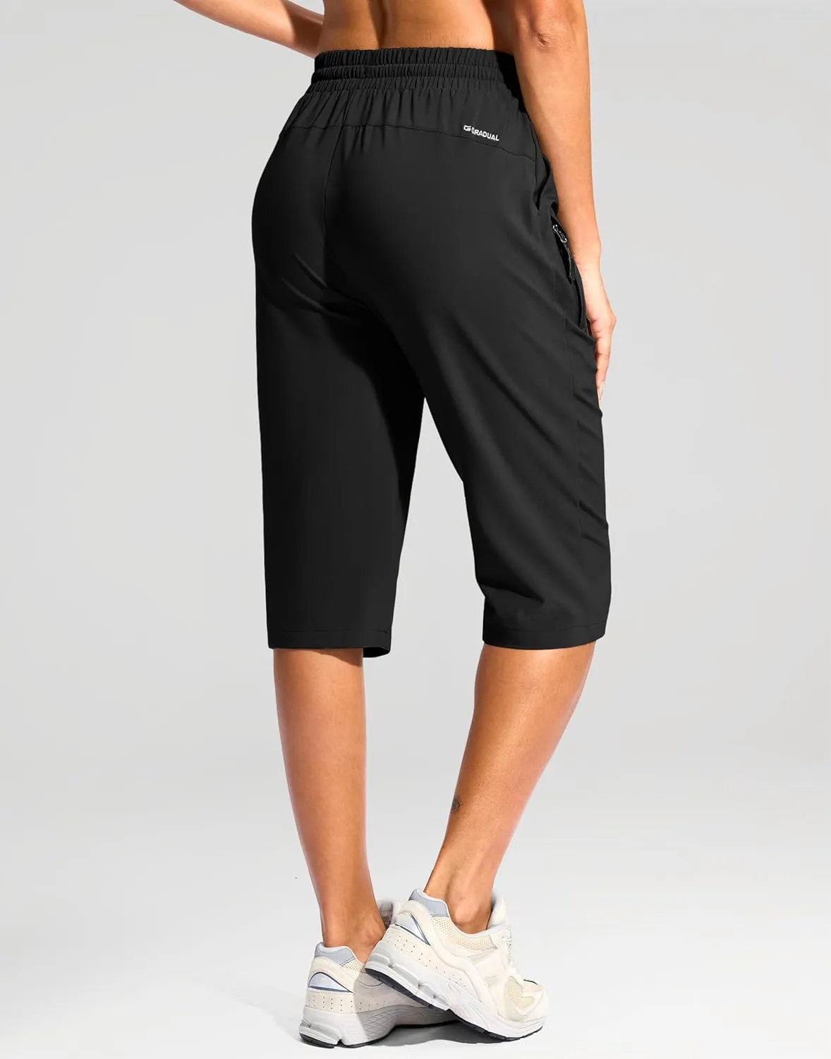 G Gradual Women's 15" Long Shorts Below The Knee Capri Lightweight Quick Dry Hiking Cargo Shorts for Women with 3 Pockets