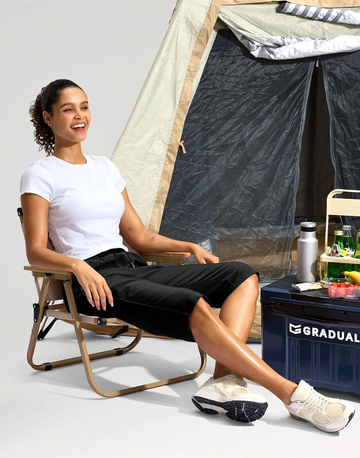 G Gradual Women's 15" Long Shorts Below The Knee Capri Lightweight Quick Dry Hiking Cargo Shorts for Women with 3 Pockets