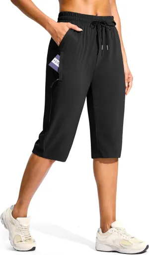 G Gradual Women's 15" Long Shorts Below The Knee Capri Lightweight Quick Dry Hiking Cargo Shorts for Women with 3 Pockets