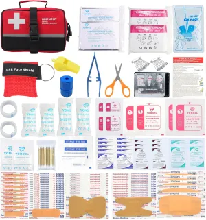 Galaxy 170 Pcs First Aid Kits for Survival Emergency Trauma Military Tactical Medical Hunting Camping Hiking Fishing IFAK EMT Bag (170 Pcs Red First Aid Kits)