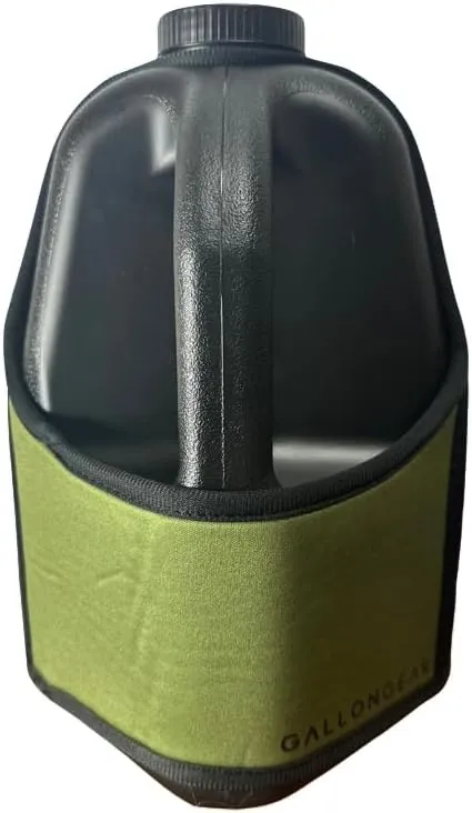Gallon Gear 1 GALLON LARGE WATER BOTTLE SLEEVE COMBO | BPA FREE PLASTIC REUSABLE WATER JUG | HYDRATION WATER BOTTLE FOR MEN & WOMEN | GYM, SPORTS, TRAING & FITNESS (BLACK/OLIVE GREEN)