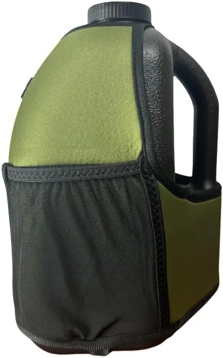 Gallon Gear 1 GALLON LARGE WATER BOTTLE SLEEVE COMBO | BPA FREE PLASTIC REUSABLE WATER JUG | HYDRATION WATER BOTTLE FOR MEN & WOMEN | GYM, SPORTS, TRAING & FITNESS (BLACK/OLIVE GREEN)