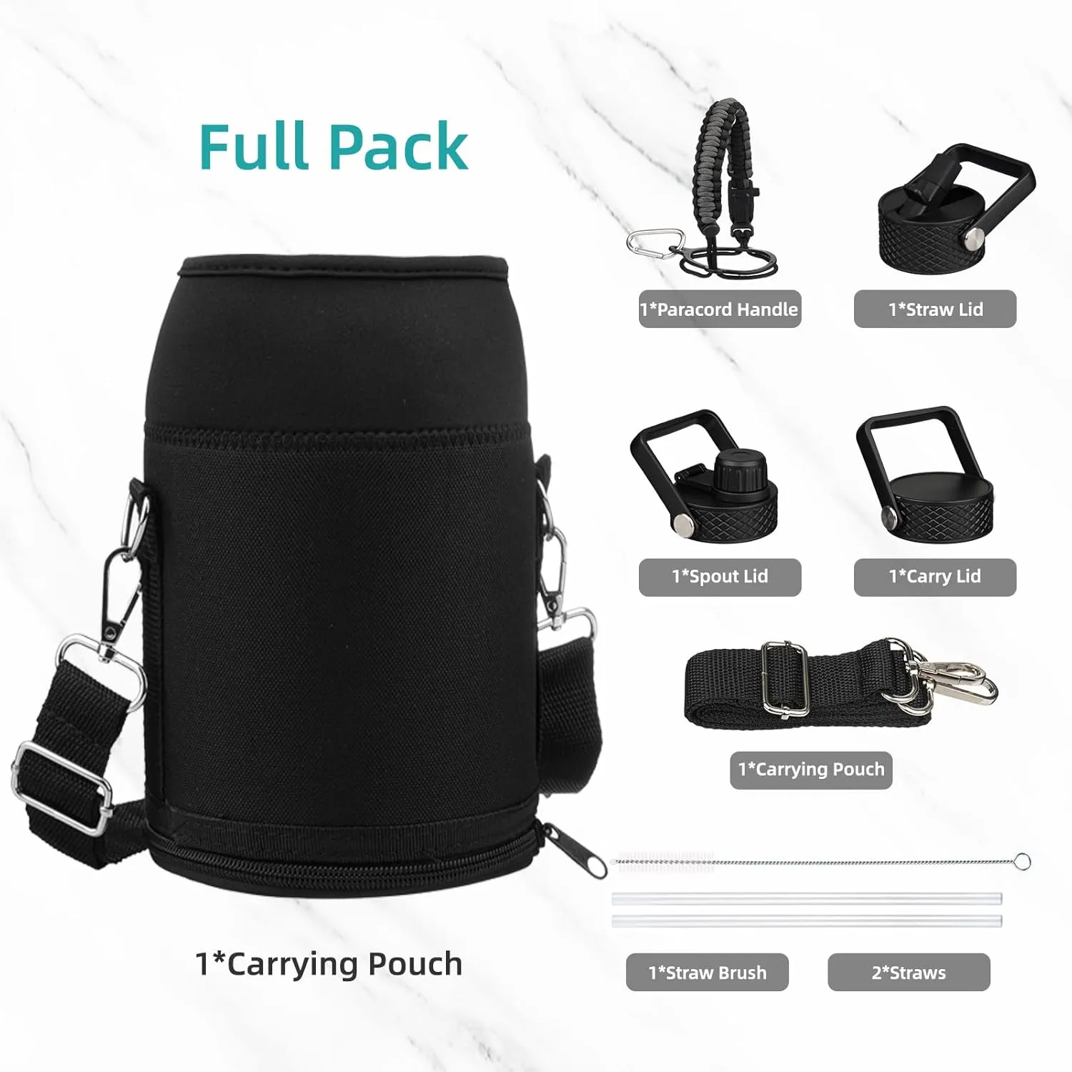Gallon Insulated Water Bottle with Straw,128 oz 3 Lids Water Jug with Carrying Bag,Paracord Handle, Double Wall Vacuum Stainless Steel Metal Flask,Forest Green