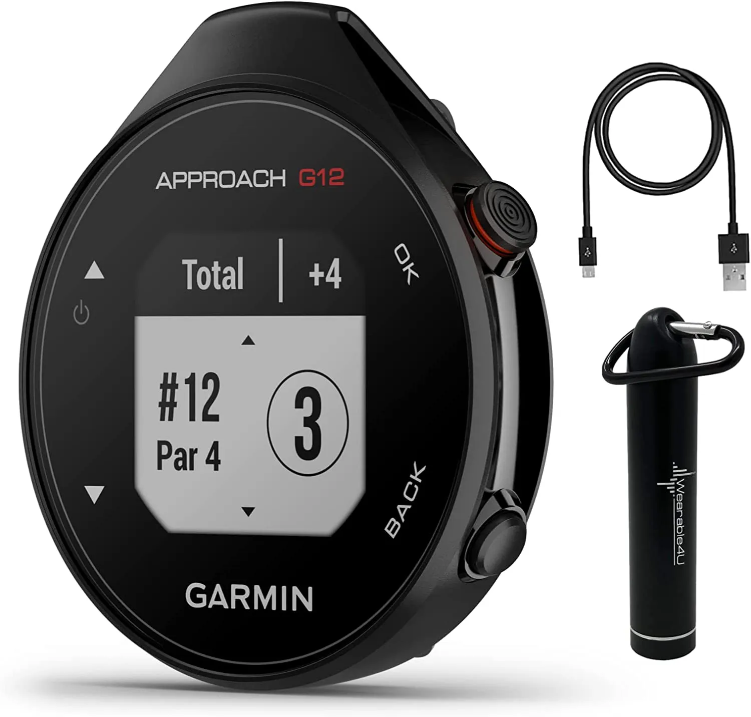 Garmin Approach G12 Premium GPS Golf Range Finder with Wearable4U Power Bank Bundle