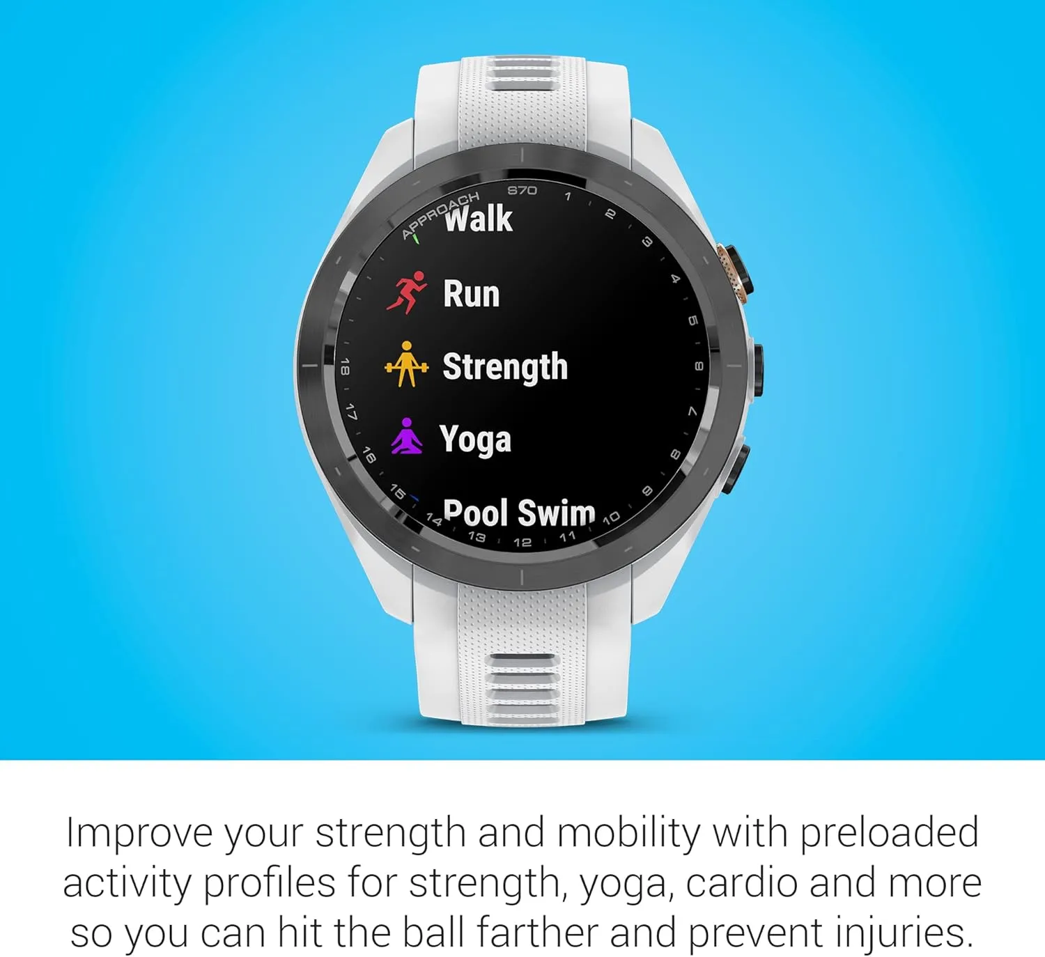 Garmin Approach S70 Golf Smartwatch | AMOLED Display | Shot Execution/Putt Alignment | Golfing System with Approach CT10 Full Kit, Club Tracking System (14 Sensors) and Signature Stand Power Bundle