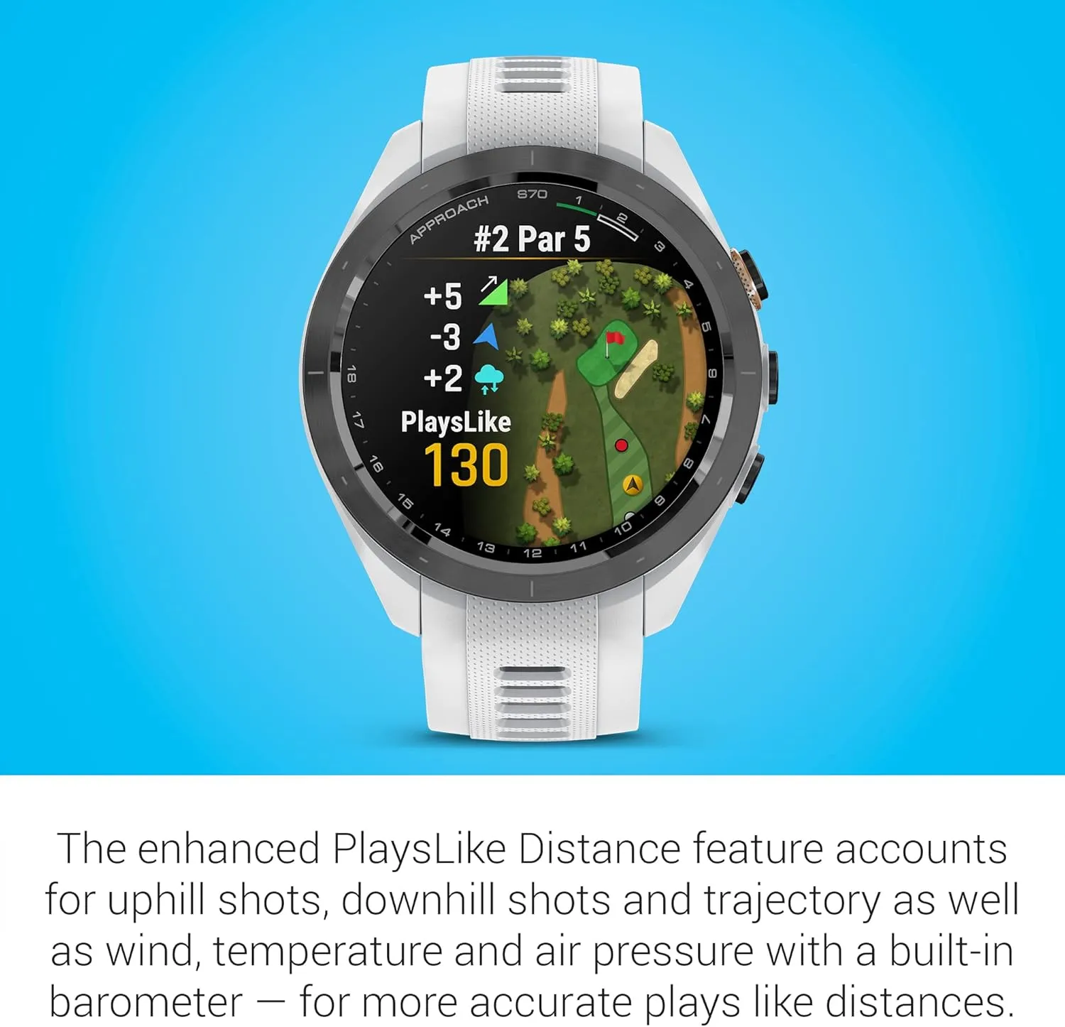 Garmin Approach S70 Golf Smartwatch | AMOLED Display | Shot Execution/Putt Alignment | Golfing System with Approach CT10 Full Kit, Club Tracking System (14 Sensors) and Signature Stand Power Bundle
