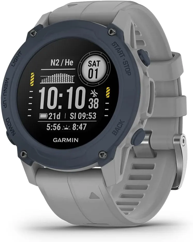 Garmin Descent G1 (Powder Gray) Dive Computer Watch Diver's Bundle - GPS Diving Watch with Compass & Depth Sensor, Surface & Exit - Includes Waterproof Dry Bag & Cell Phone Pouch