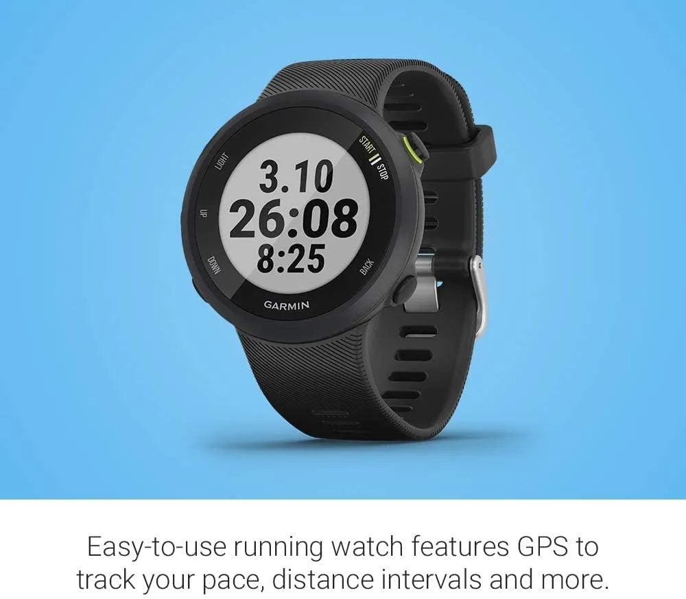 Garmin Forerunner 45 GPS Smartwatch 42mm, Lightweight, Waterproof, Wellness & Sport tracking, 24/7 heart rate monitoring, Bluetooth, Coach 2