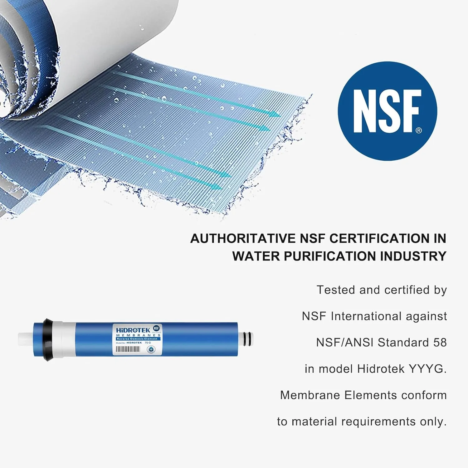 Geekpure Reverse Osmosis RO Membrane 75 GPD -NSF Certificated-Water Filter Replacement-Pack 2