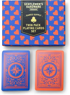 Gentlemen's Hardware Waterproof Playing Cards Standard Poker Size Deck of Cards, Twin Pack, Red/White/Blue