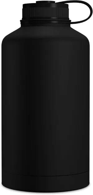 GEO 64oz Double Wall Vacuum Insulated Stainless Steel Leak Proof Sports Water Bottle, Wide Mouth w/BPA Free Screw Cap (Black)