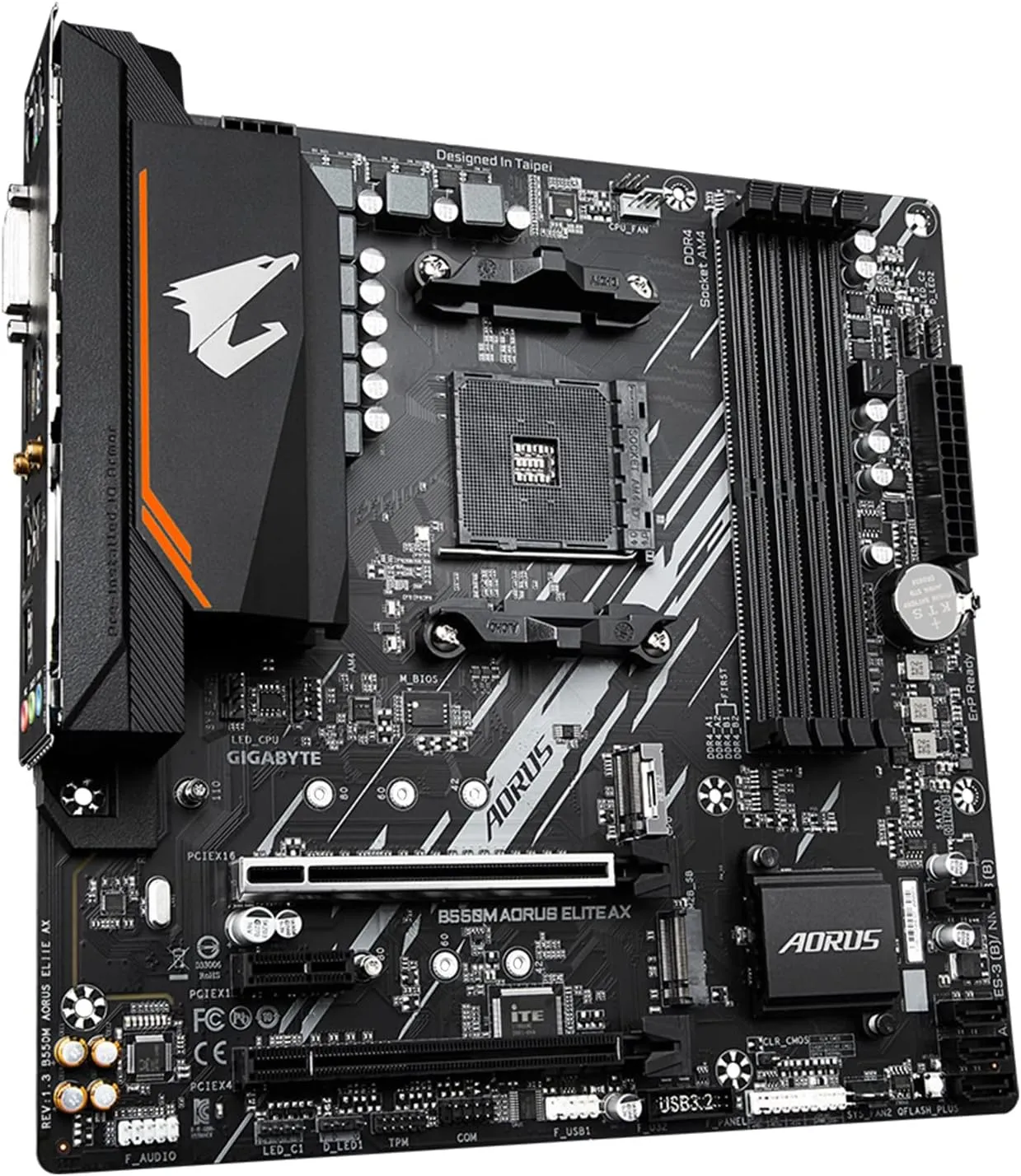 GIGABYTE B550M AORUS Elite AX (rev 1.3) Motherboard, Supports AMD AM4 Ryzen 5000 Processors, Micro-ATX, DDR4, Single M.2, SATA 6Gb/s, Realtek GbE LAN, PCIe 4.0