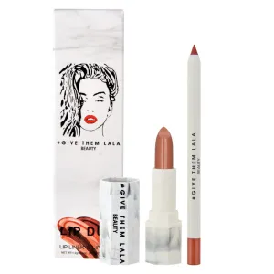 GIVE THEM LALA Lip Liner and Lipstick Set - THE BEACH Lip Kit For Long Lasting, Moisturizing Wear- All Day Lipstick and Liner with Silky Smooth Finish - Cruelty-Free Lip Makeup