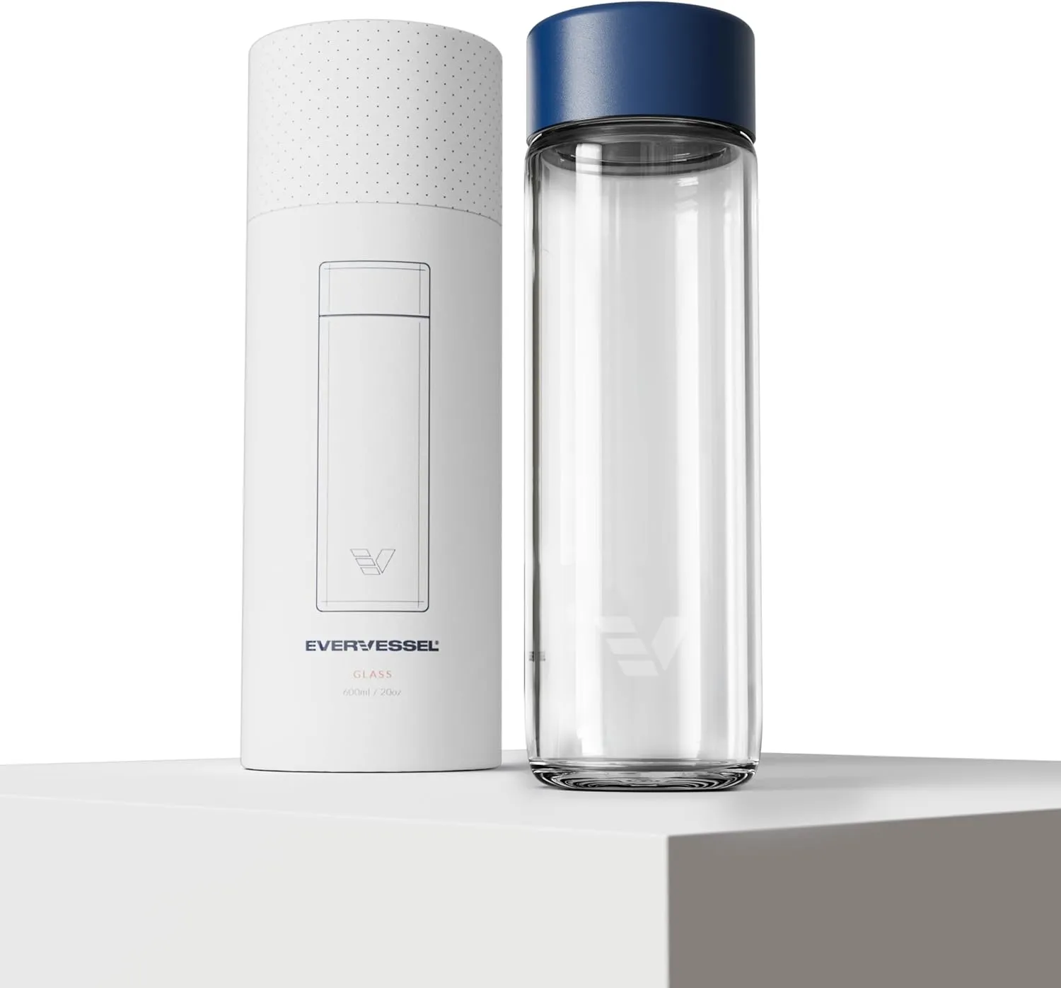 Glass Water Bottle 20oz - Non-insulated | Borosilicate Glass | Dishwasher Safe | No Plastic Touches Contents | A pure drinking experience - Blue