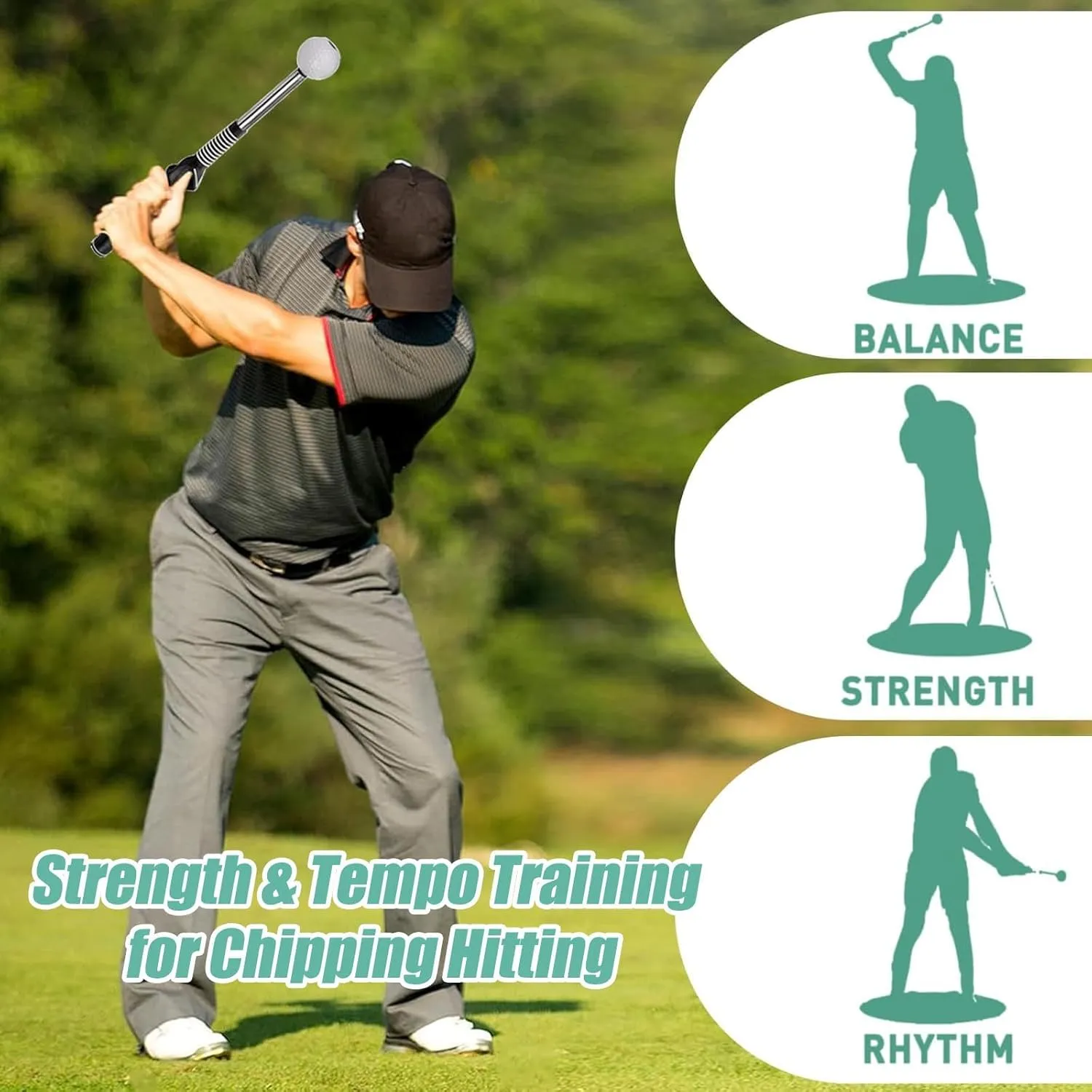 Gloryboom Telescopic Club, Click Stick Golf Trainer, Telescopic Club, Retractable Golf Swing Training aid, Portable Grip Trainer Click Feedback, for Home/Range Practice