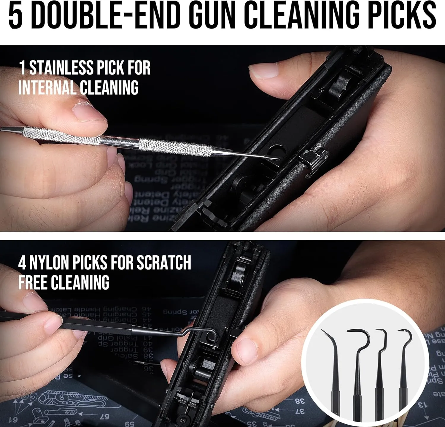 GLORYFIRE Universal Gun Cleaning Kit, Gun Cleaning Kit for All Guns, Includes Gun Cleaning Supplies and Tools, Suitable for Most Calibers
