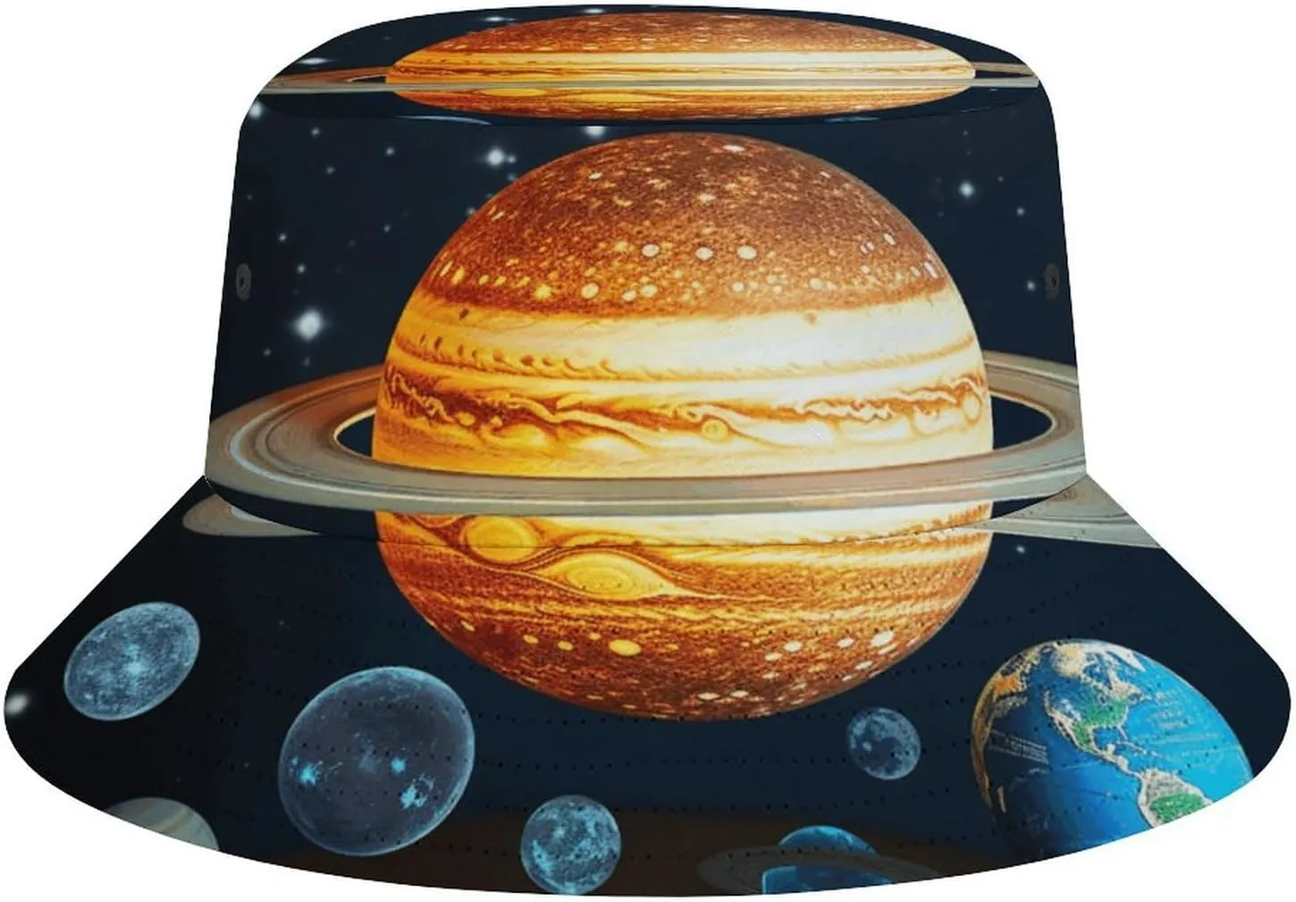 Glow in The Dark Solar System Planet Fisherman Cap Unisex Sun Hats Breathable Wide Brim Bucket Hat for Hiking Safari Fishing