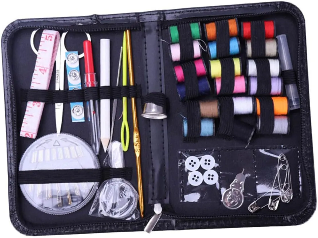 GLSTOY 134-piece Sewing Kit Needles Thread Scissors Zipper Bag for Travel Home and Repair