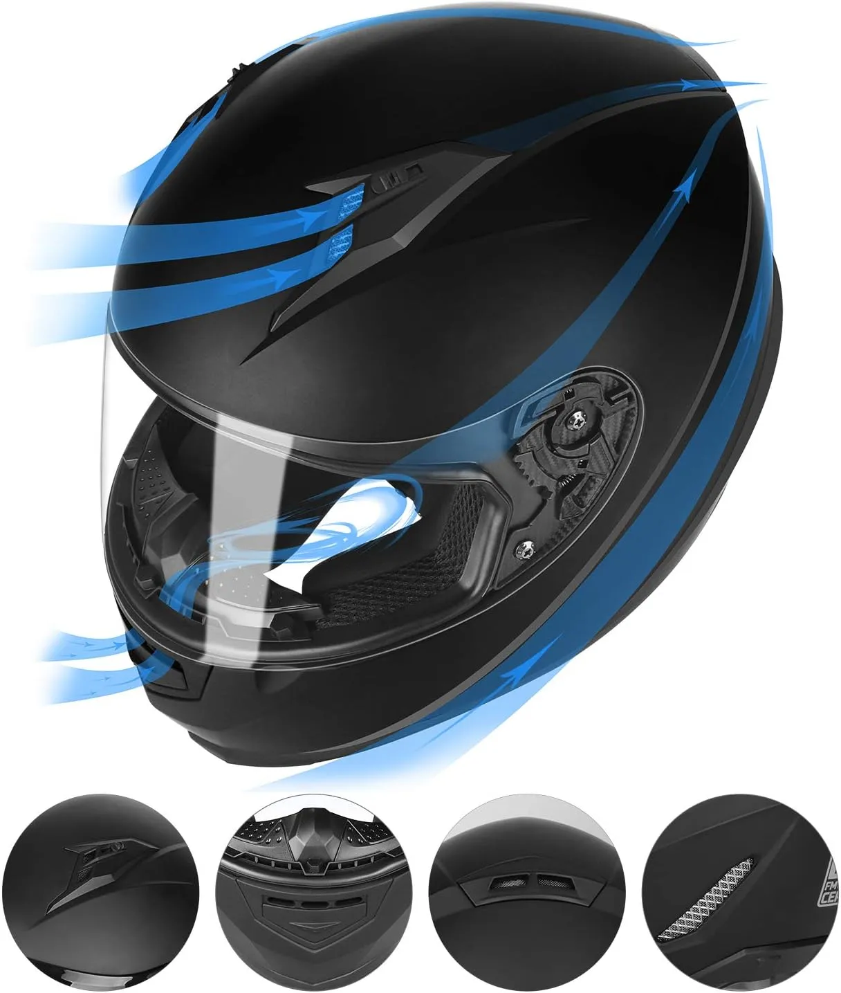 GLX GX11 Compact Motorcycle Helmet - Matte Black, Small - Full Face w/ Tinted Visor, DOT Approved