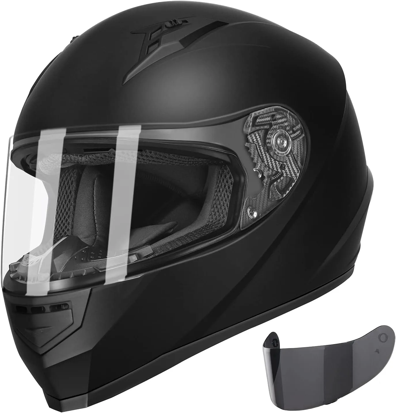 GLX GX11 Compact Motorcycle Helmet - Matte Black, Small - Full Face w/ Tinted Visor, DOT Approved