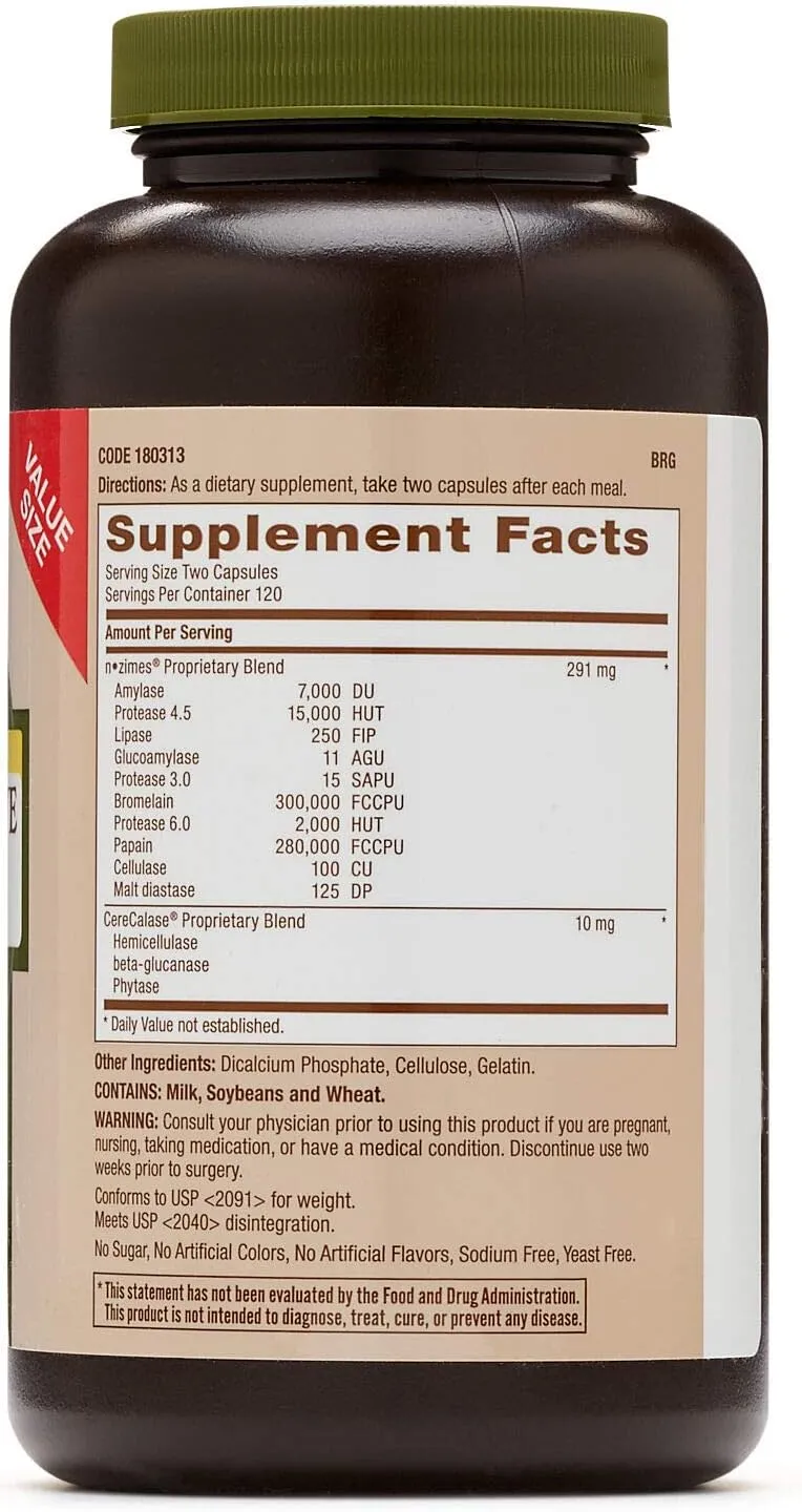 GNC Natural Brand Super Digestive Enzymes, 240 Capsules, Supports Protein, Carbohydrate and Fat Digestion