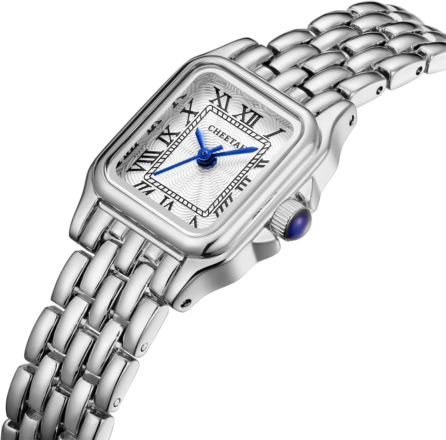 Gold Watches for Women with Small Vintage Bracelet, Rectangular Case Roman Dial