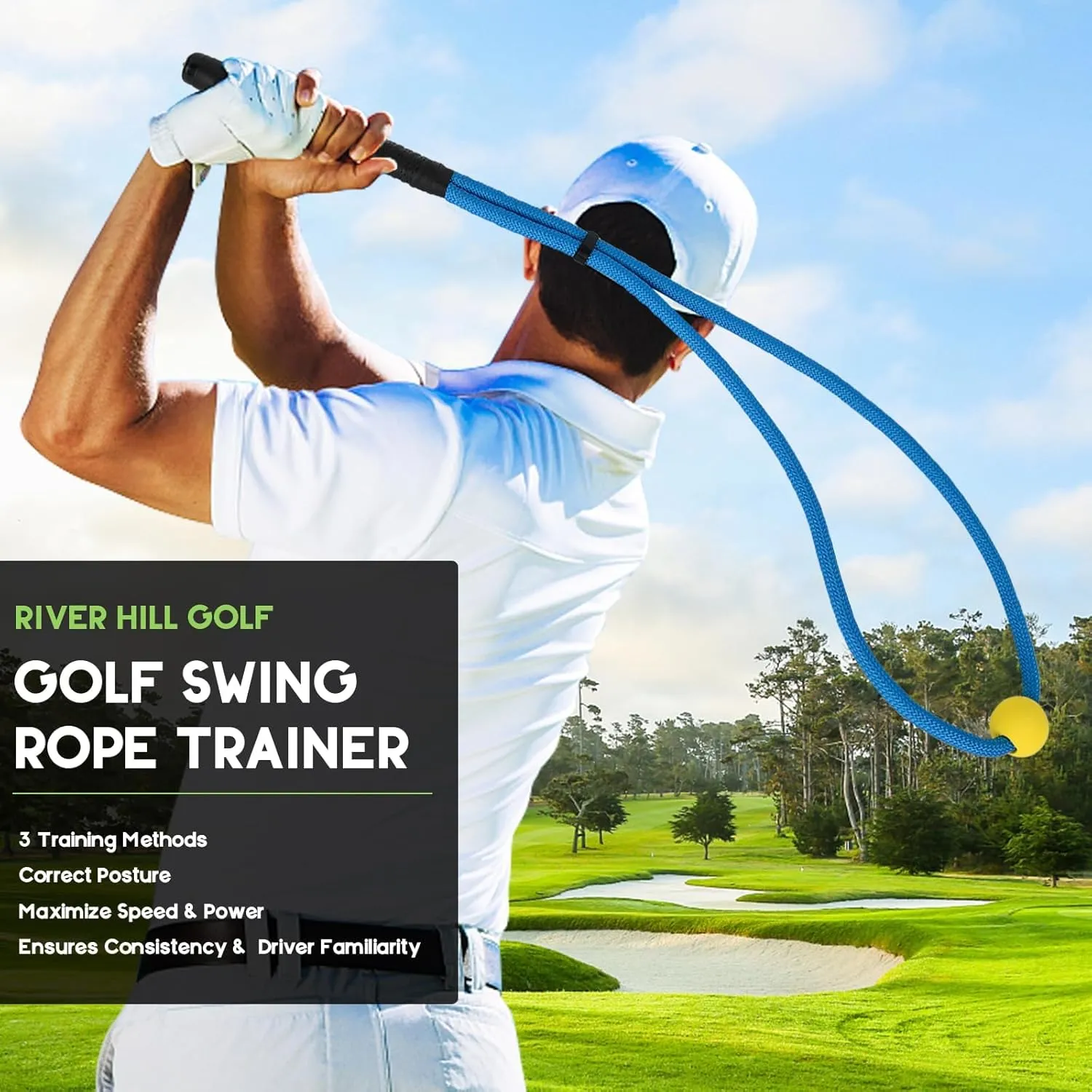 Golf Swing Rope Trainer, Golf Swing Training Aid, Golf Speed Practice Equipment, Correct Posture Maximize Speed & Power