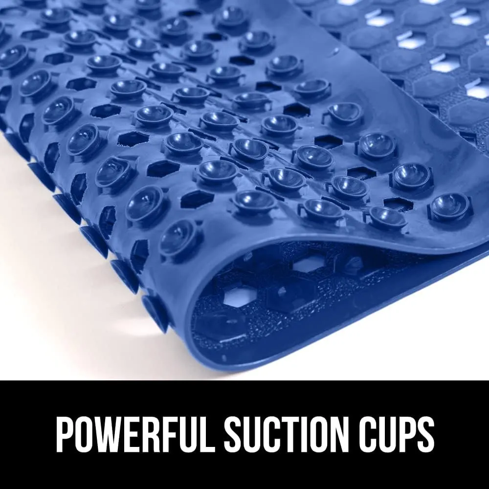 GORILLA GRIP Patented Square Shower Stall Mat, Small Bathtub Floor Mats for Stand Up Showers, Suction Cups, Drain Holes, Machine Wash, Soft on Feet, Bathroom Accessories 21x21 Inch, Royal Blue Opaque
