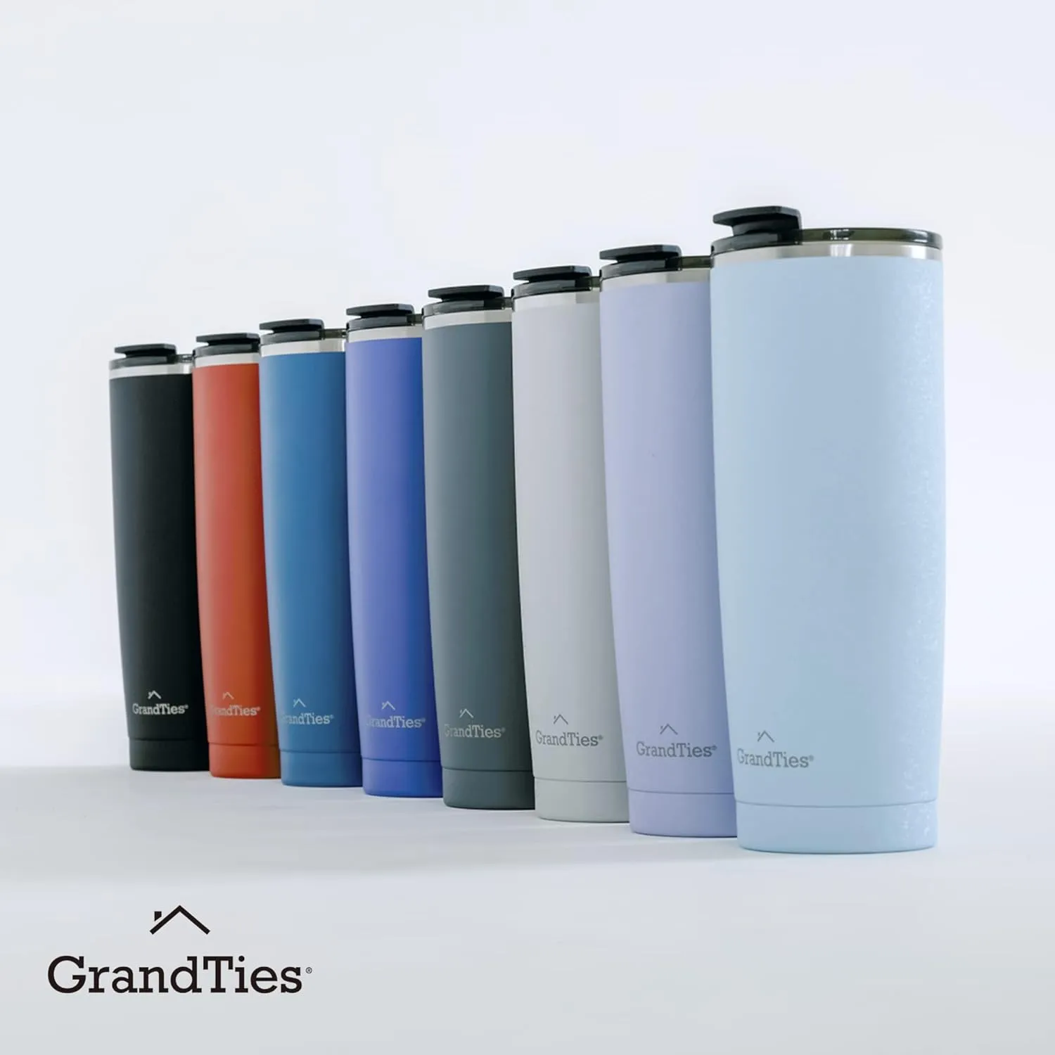 GRANDTIES Insulated Coffee Tumbler Cup w/Tritan Lid | Leak Proof, Reusable, Double Walled Vacuum Stainless Steel Travel Mug | 20oz (Snowy: Pearl)