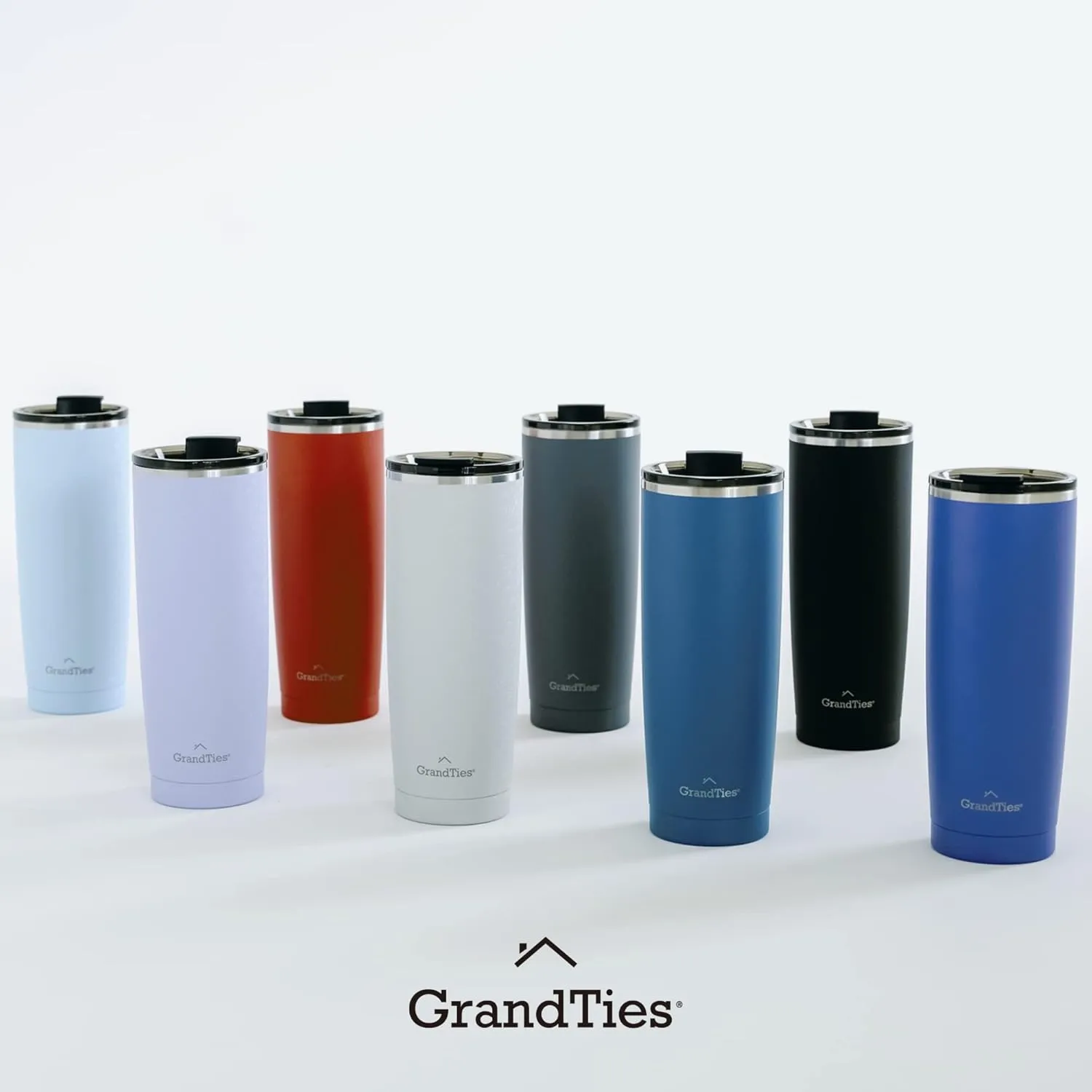 GRANDTIES Insulated Coffee Tumbler Cup w/Tritan Lid | Leak Proof, Reusable, Double Walled Vacuum Stainless Steel Travel Mug | 20oz (Snowy: Pearl)