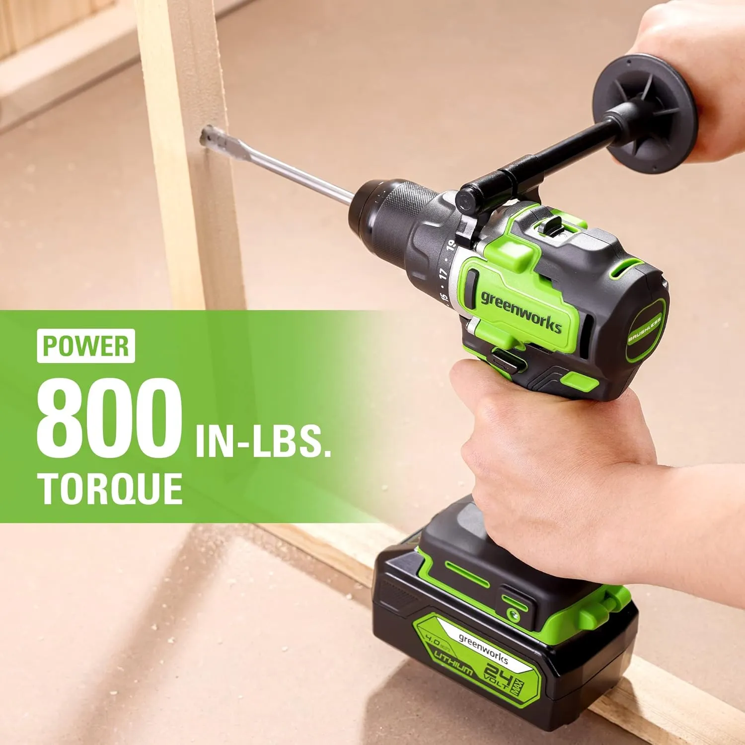 Greenworks 24V Cordless Brushless 1/2" Drill Driver (Metal Chuck /800 in.-lbs. /21 Clutch Position/LED Light), Tool Only