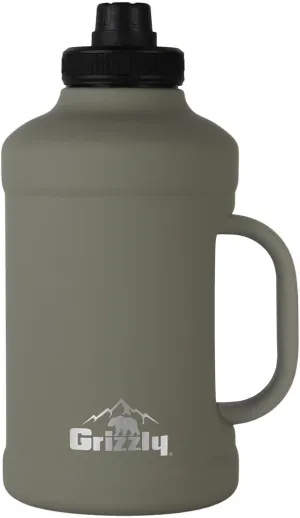 Grizzly 64oz Water Bottle | Vacuum Insulated | Leak Resistant Lid | Stainless Steel| Heavy Duty Handle | For Gym Hiking Beach Sports Camping | Lunar Green