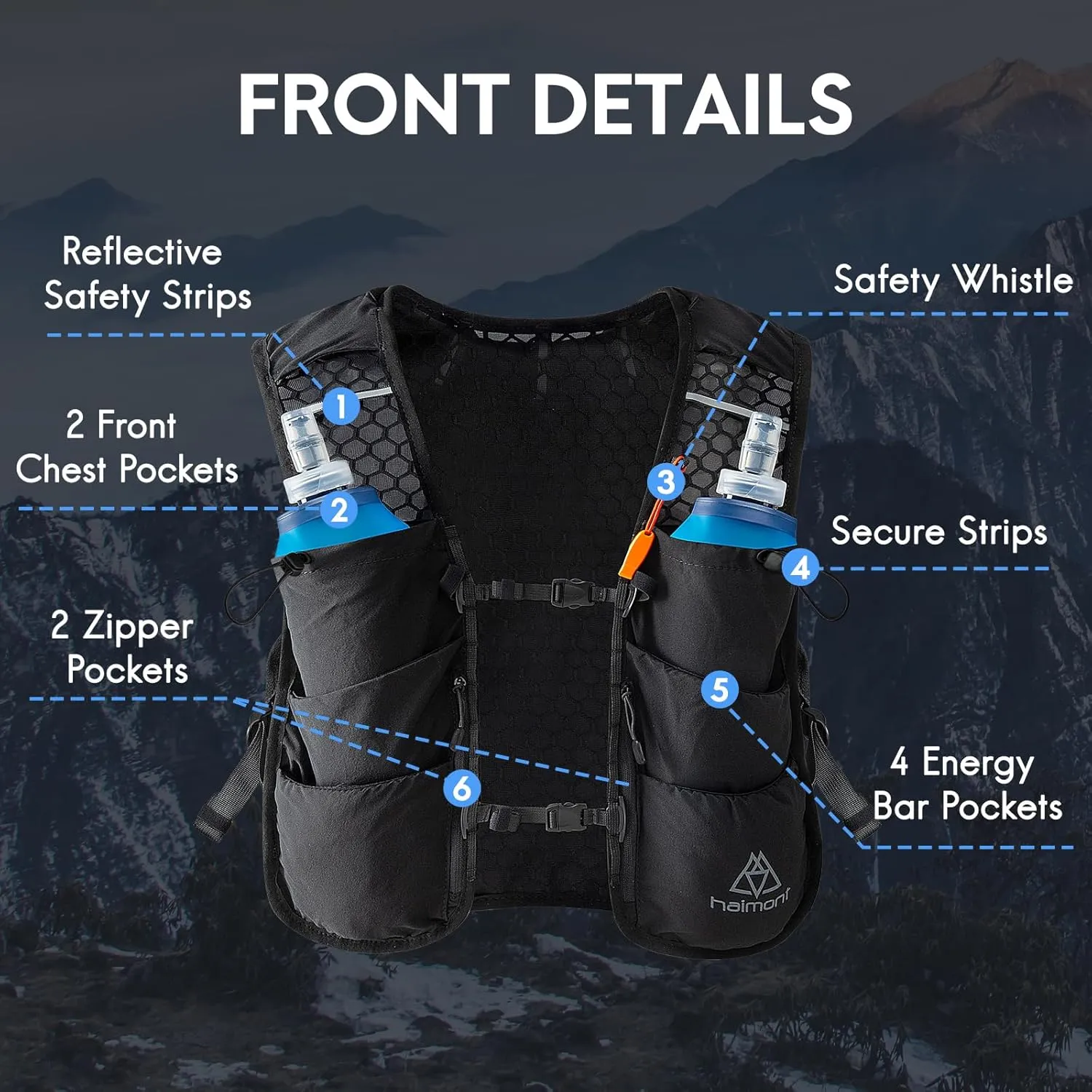Haimont Running Hydration Vest, 5L Lightweight Runner Vest Pack for Women Men, Trail Running