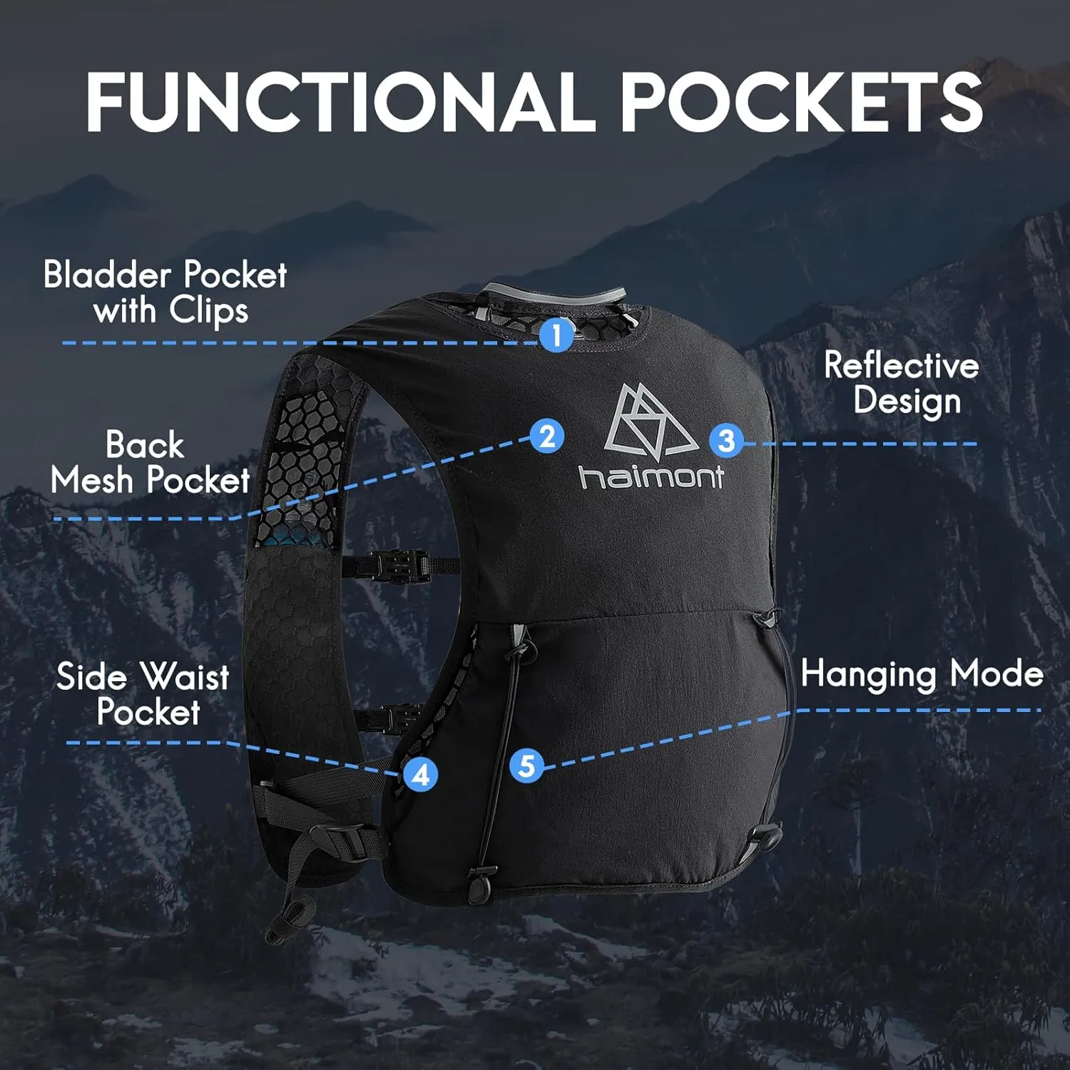 Haimont Running Hydration Vest, 5L Lightweight Runner Vest Pack for Women Men, Trail Running