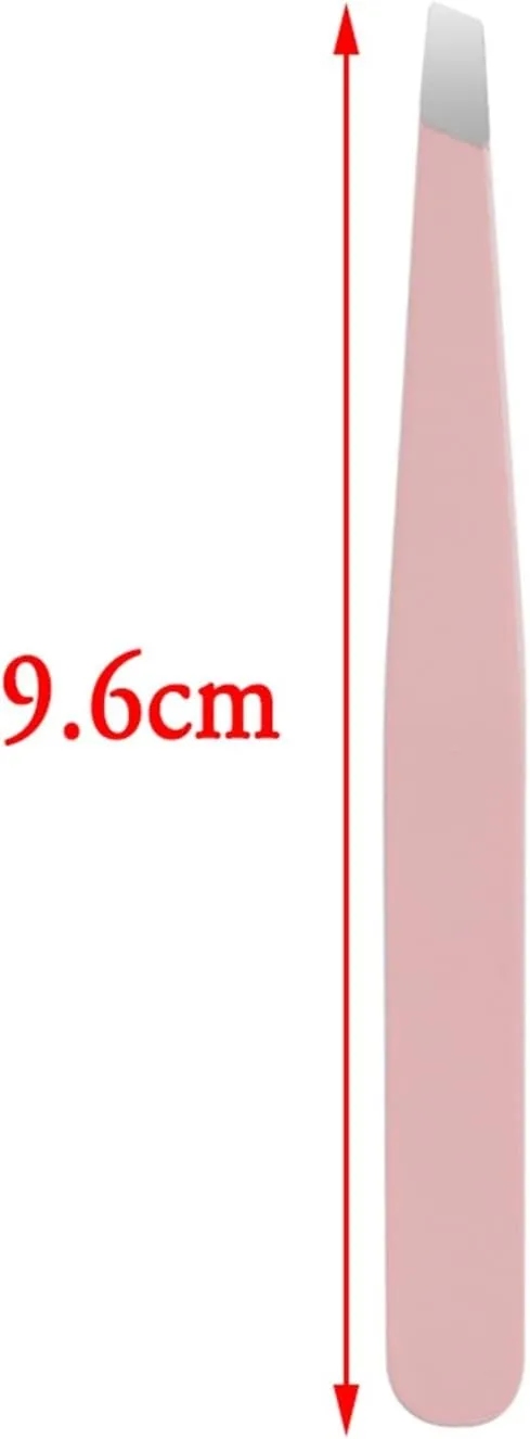 Hair Removal Tweezers Professional Eyebrow Tweezers Stainless Steel Point Tip/Slant Tip/Flat Tip Hair Removal Makeup Tool Kit(Pink02)