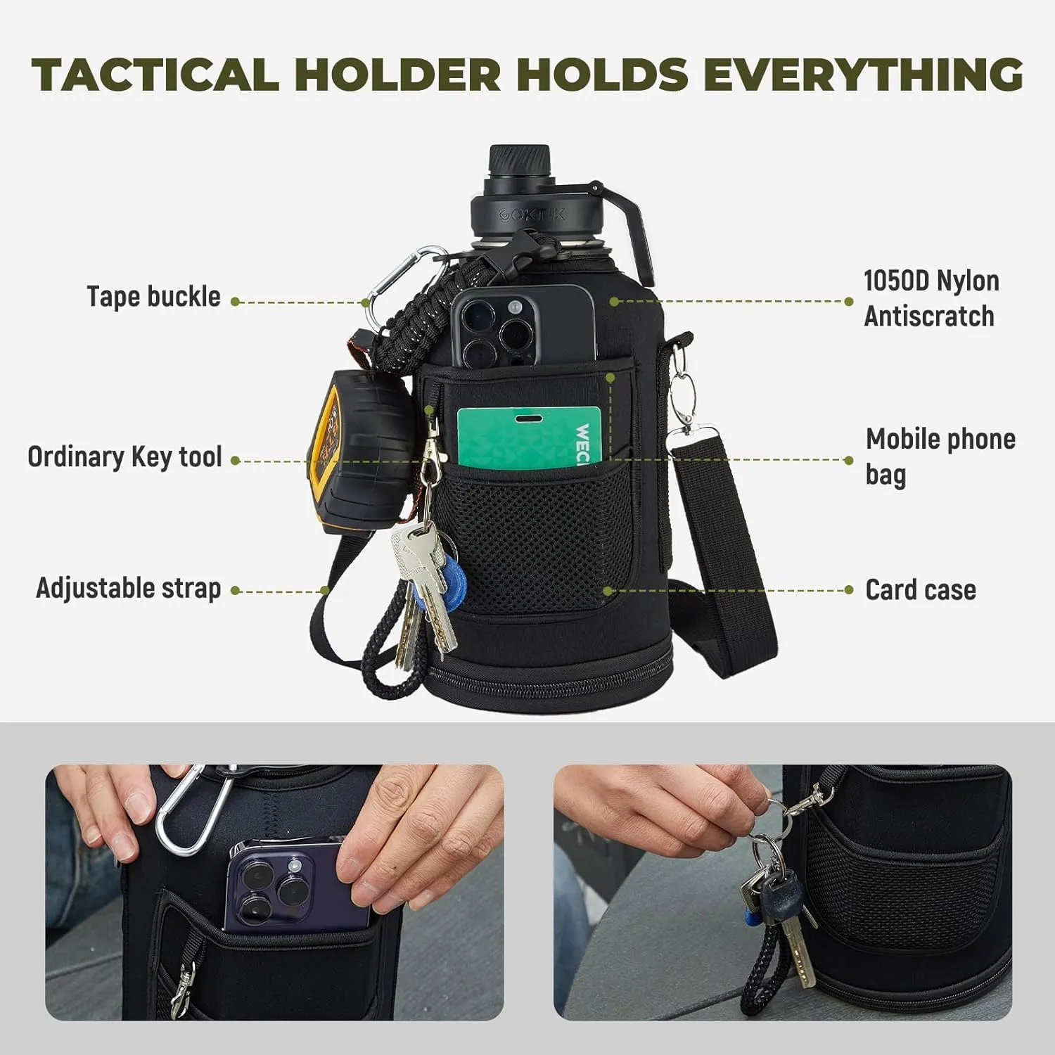 Half Gallon Insulated Water Bottle, 64 oz Triple Wall Stainless Steel Flask, Keeps Drinks Cold for 48 Hrs Leak-Proof & BPA-Free Half Gallon Jug with Paracord Handle, Straw & Spout Lids(Bubble Gum)