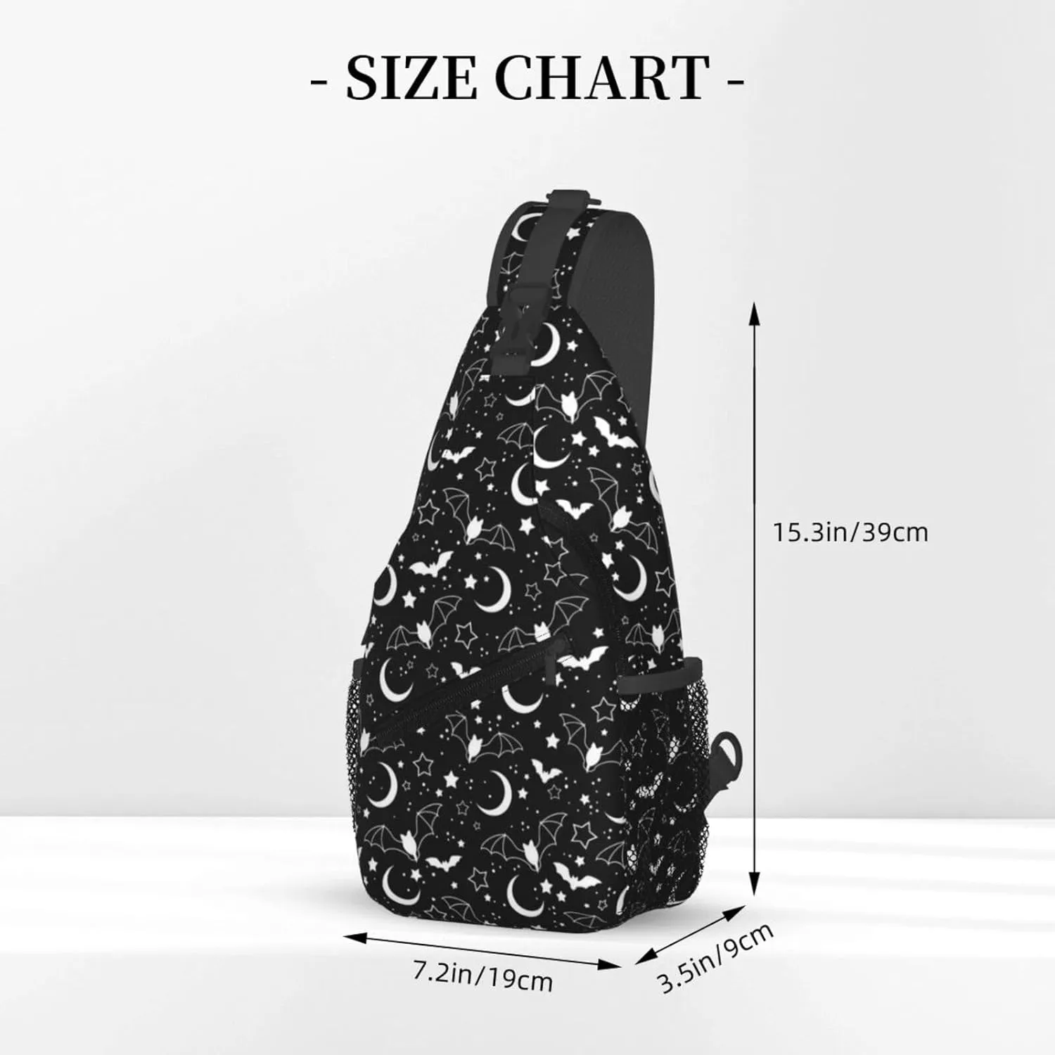 Halloween Bat Sling Bag,Horror Goth Gothic Crossbody Backpack Shoulder Chest Bag for Women Men Travel Hiking Daypack