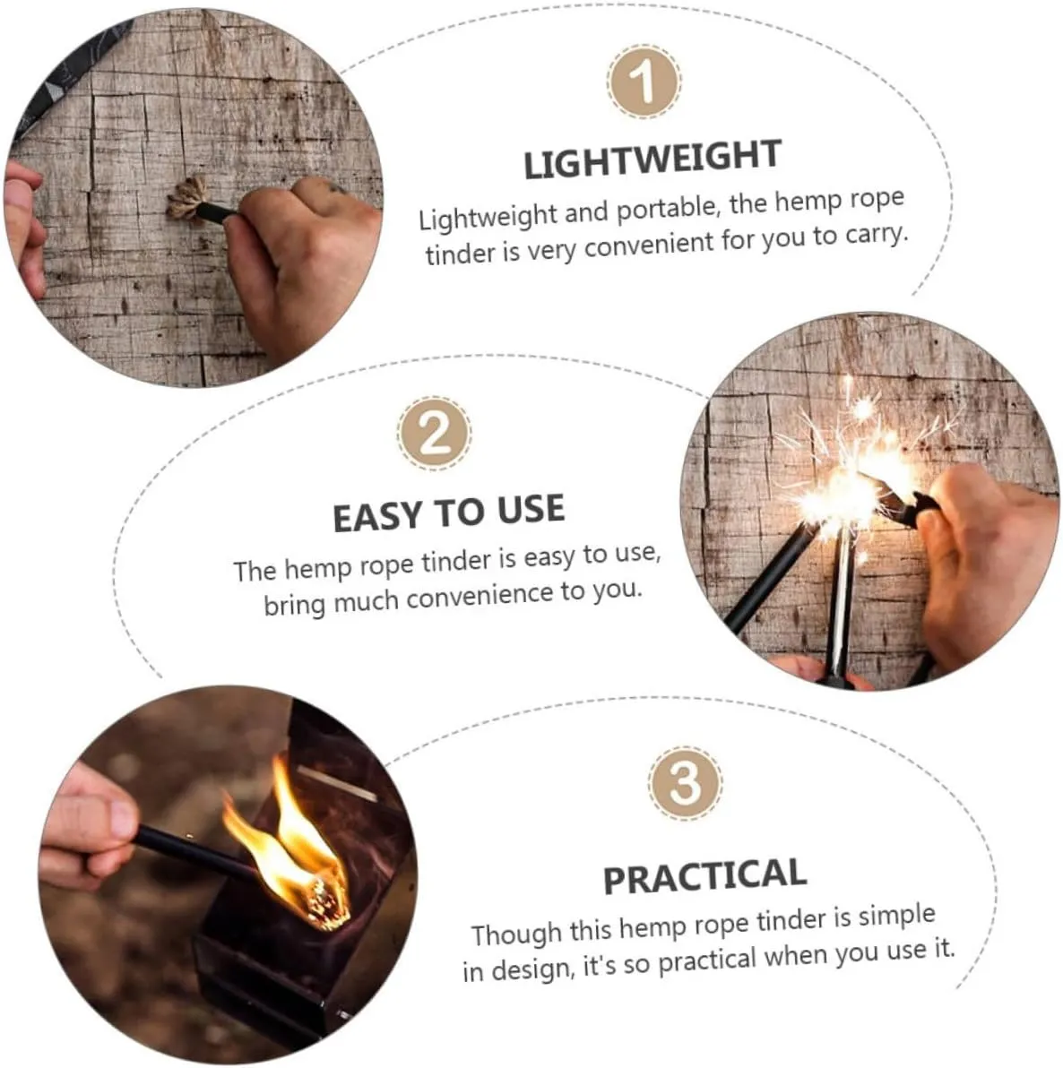 HANABASS Kindling Wax Rope Gadgets Survival Fire Emergency Stove Torch Wax Fire Rope Outdoor Jute Survival Gear