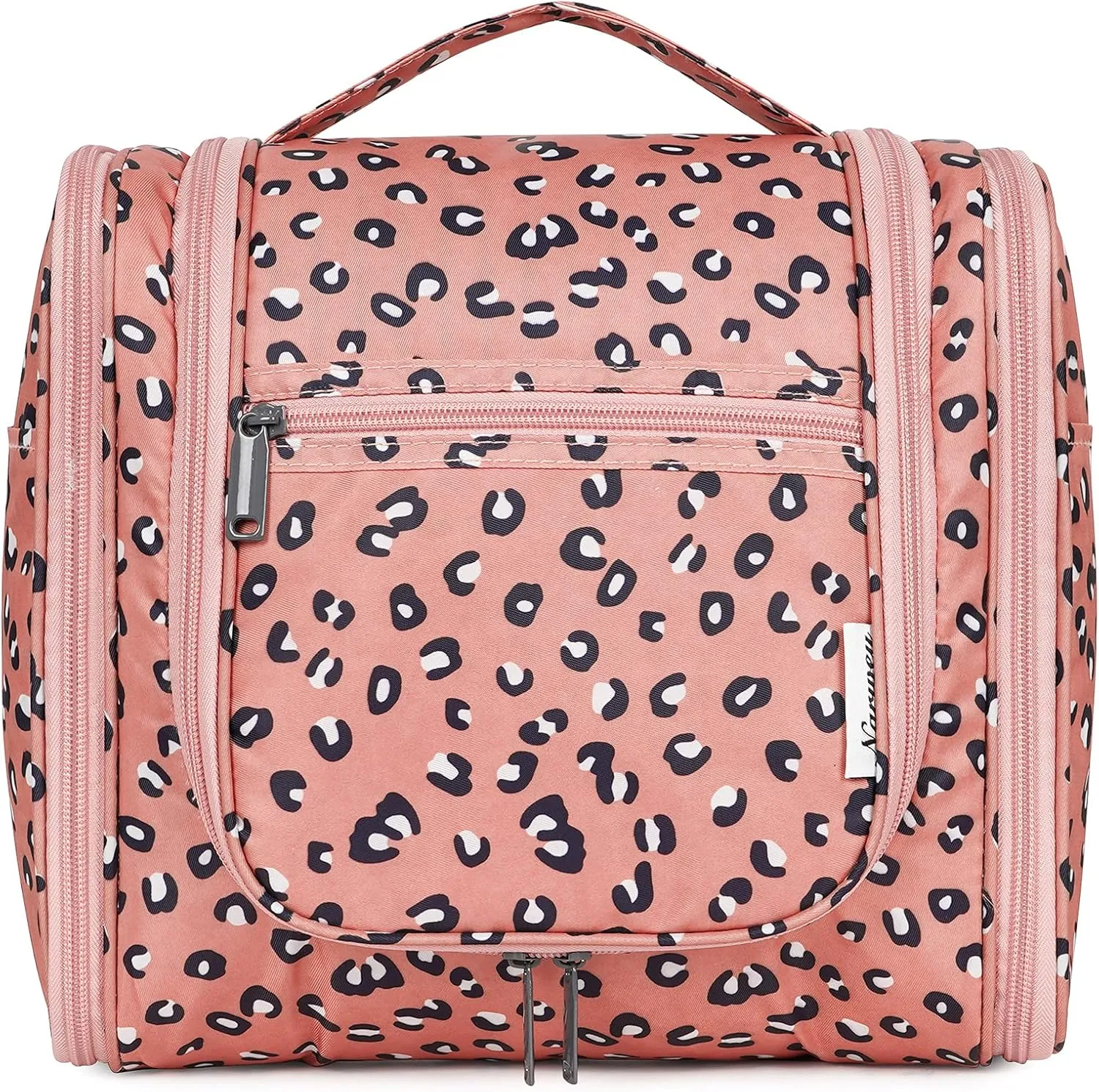 Hanging Cheetah Toiletry Bag for Women Travel Makeup Bag Organizer Toiletries Bag for Cosmetics Essentials Accessories (Large, Orange Leopard)