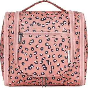 Hanging Cheetah Toiletry Bag for Women Travel Makeup Bag Organizer Toiletries Bag for Cosmetics Essentials Accessories (Large, Orange Leopard)