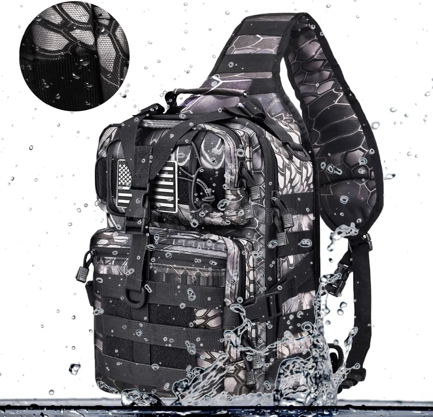 HAOMUK Tactical Sling Bag Pack Military Rover Shoulder Sling Backpack EDC Molle Assault Range Bag