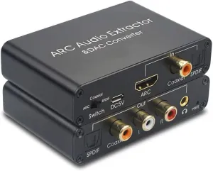 HDMI ARC Adapter DAC Converter, ARC Audio Extractor with Digital HDMI to Coaxial & 3.5mm Jack Output
