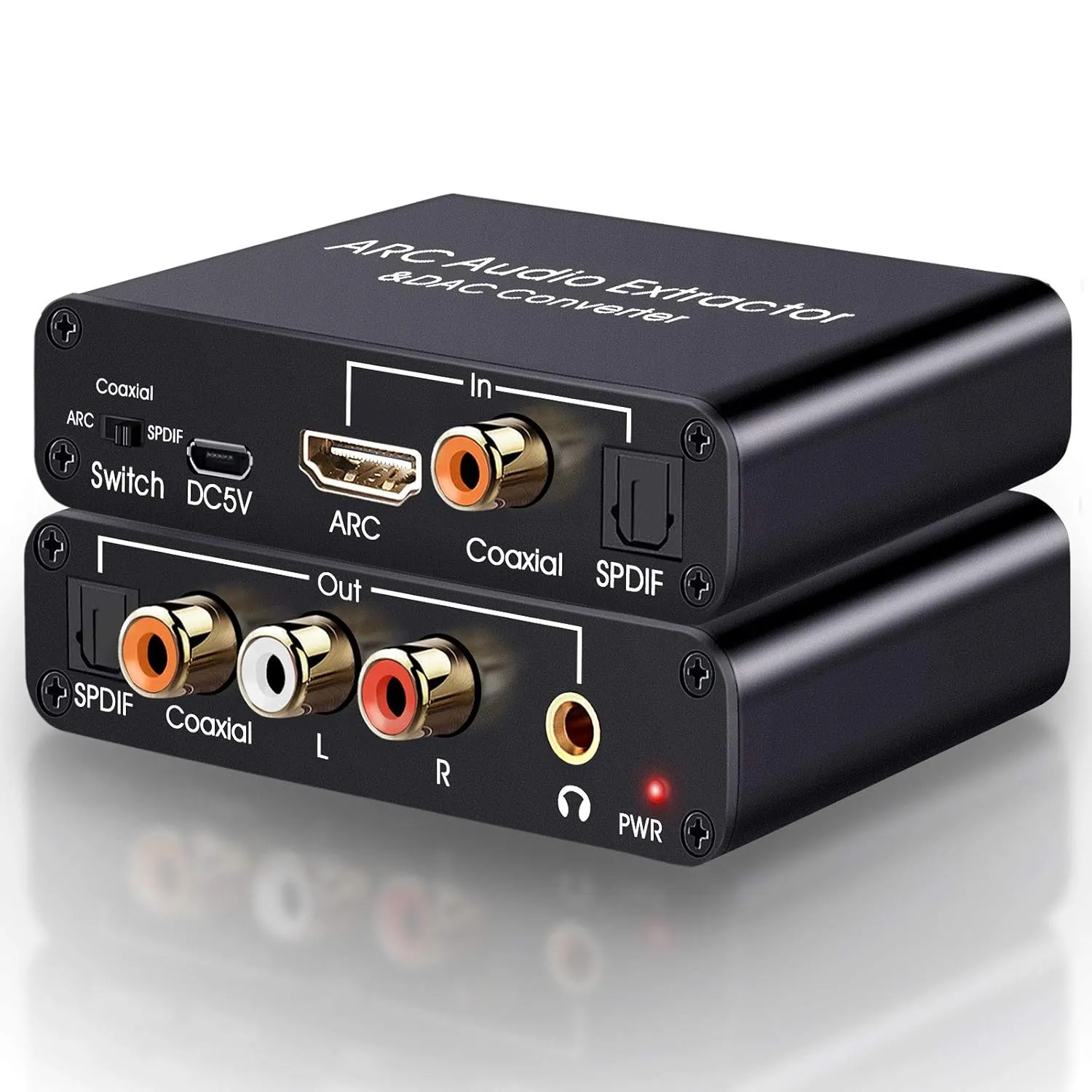 HDMI ARC Audio Extractor, Tendak 192KHz ARC Audio Extractor DAC Converter, Digital to Analog Audio Converter, Optical/SPDIF Coaxial HDMI ARC to Optical/SPDIF Coaxial Stereo L/R 3.5mm Jack for TV