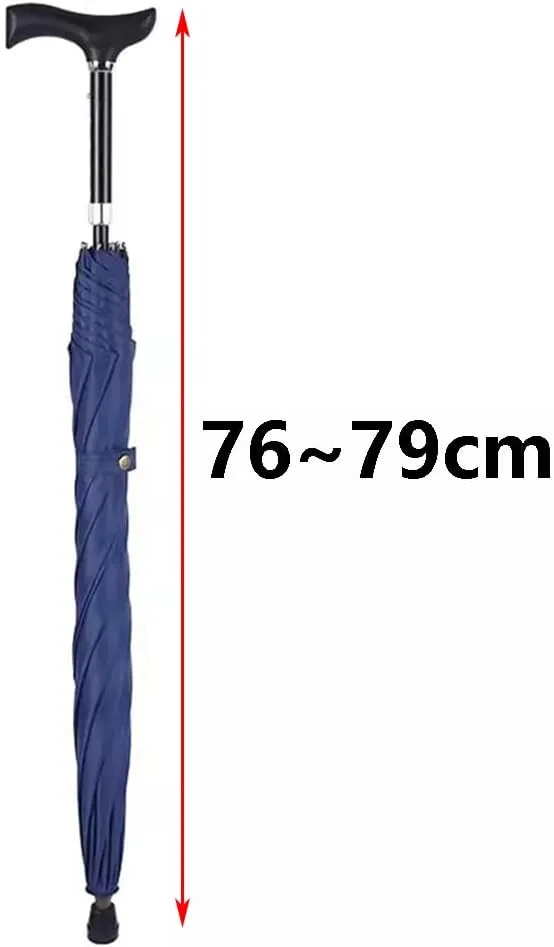 Height Adjustable Walking Stick Umbrella, 2-in-1 Multifunctional Tourism Trekking Poles, for Climbing, Hiking, Hanging Out on Raining,Red,76~79cm/30~31inch