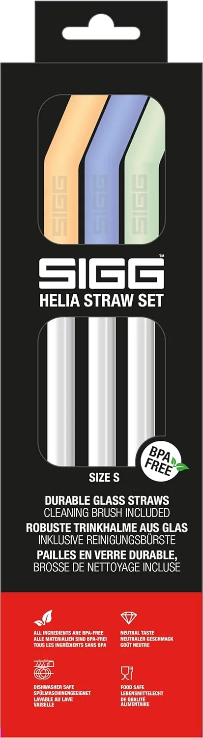 Helia Durable Glass Straw Small - Orange, Blue, Green