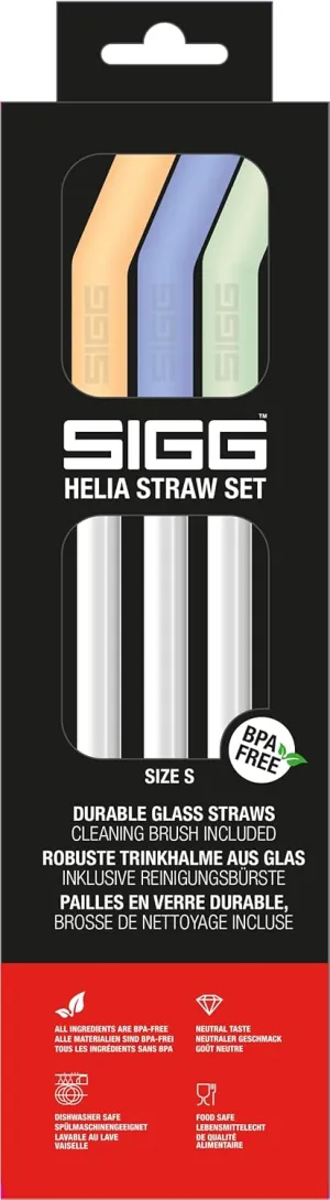 Helia Durable Glass Straw Small - Orange, Blue, Green