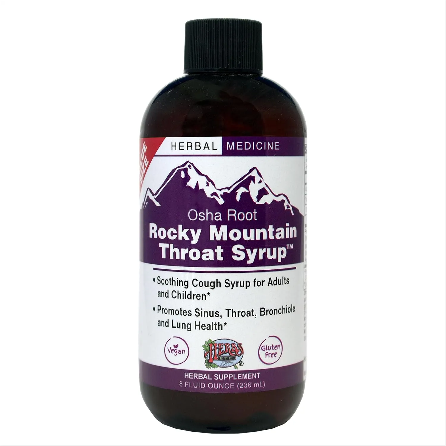 Herbs Etc. Rocky Mountain Throat Syrup - Supports Throat Wellness - Soothing Lung Health Support - Supports Sinus, Throat, Bronchiole & Lung Health - Gluten-Free & Vegan - 8 fl oz